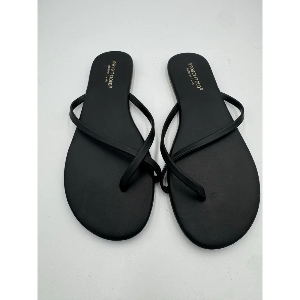 New Project Cloud Memory Foam Sandal Black Tan Women CrossFlip Flops Size 7